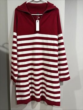 Newshows NWT Red and White Striped Sweater Dress